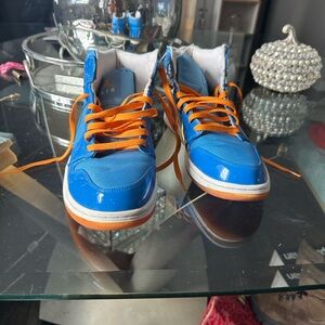Jordan Blue and Orange High-Top Sneakers